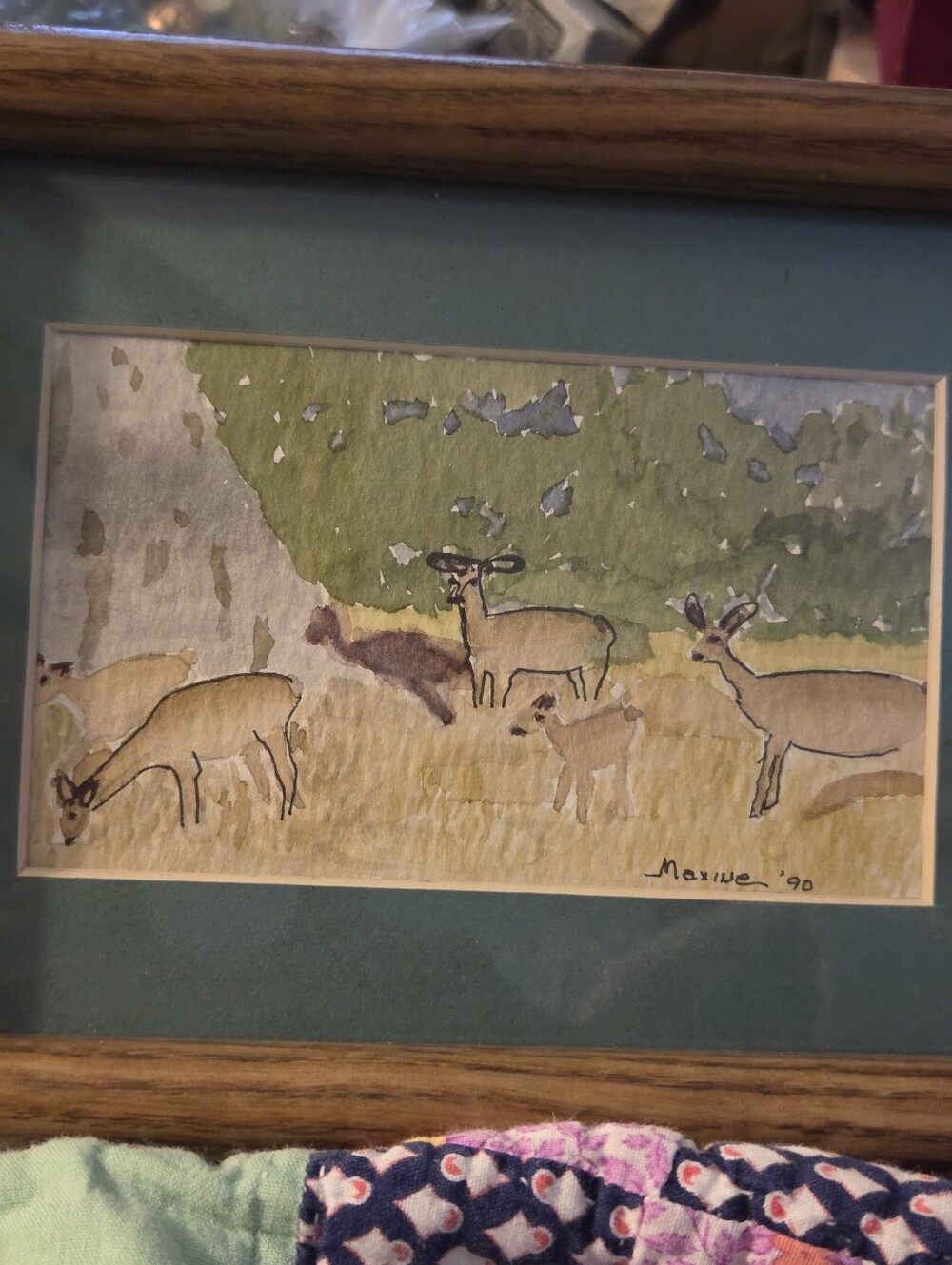 Vintage, artist-signed Original watercolor On paper titled/signed Maxine '90"